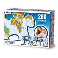 Puzzle edukacyjne GŁOWALA, mapa Świata, 260 elementów, 60x40cm, Produkty kreatywne, Artykuły szkolne