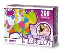 Puzzle edukacyjne GŁOWALA, mapa Europy, 260 elementów, 60x40cm, Produkty kreatywne, Artykuły szkolne