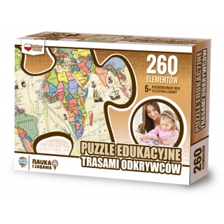 Puzzle edukacyjne GŁOWALA, z trasami odkrywców, 260 elementów, 60x40cm, Produkty kreatywne, Artykuły szkolne