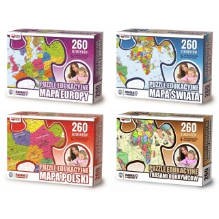 Puzzle edukacyjne GŁOWALA, z trasami odkrywc&oacute;w, 260 element&oacute;w, 60x40cm, Produkty kreatywne, Artykuły szkolne