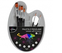 PALETA Z PĘDZLAMI 7 ELEMENTÓW KIDEA, Pędzle, Plastyka