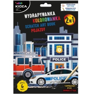 WYDRAPYWANKA Z KOLOROWANKĄ 2W1 POJAZDY KIDEA, Zdrapywanki, Książeczki
