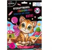 WYDRAPYWANKA Z KOLOROWANKĄ 2W1 KOTKI KIDEA, Zdrapywanki, Książeczki