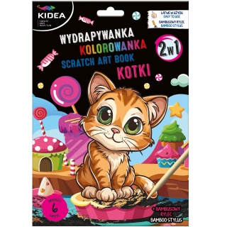 WYDRAPYWANKA Z KOLOROWANKĄ 2W1 KOTKI KIDEA, Zdrapywanki, Książeczki