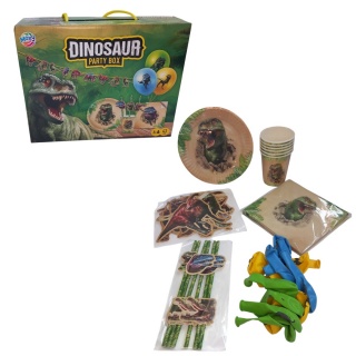 ZESTAW PARTY DINO 43 EL., Dekoracje, ozdoby, Art. dekoracyjne i prezentowe