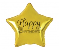 BALON FOLIOWY 19" HAPPY BIRTHDAY GWIAZDA ZŁOTA, Balony, Art. na okazje i przyjęcia