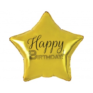 BALON FOLIOWY 19" HAPPY BIRTHDAY GWIAZDA ZŁOTA, Balony, Art. na okazje i przyjęcia