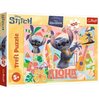 Puzzle 100 - Stitch i przyjaciele w akcji !!, 100 elementów, Puzzle