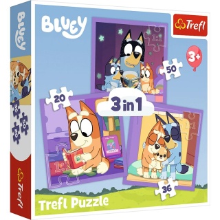 PUZZLE 3w1 - Poznaj Bluey !!, 3w1, Puzzle