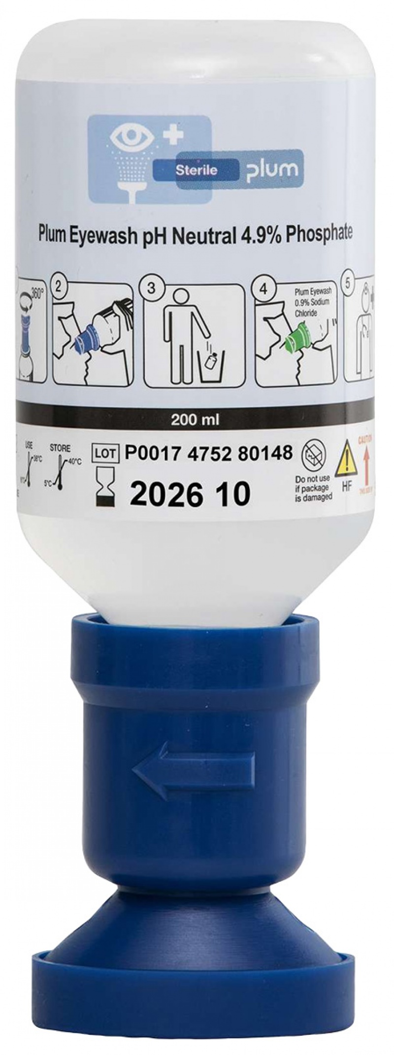 Eye liquid PLUM pH Neutral, with ergonomic eye cap, 200ml, First Aid Kits, Personal protection