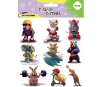 TATUAŻE ZMYWALNE 15x20cm.SPORTS ANIMALS H.COLOR