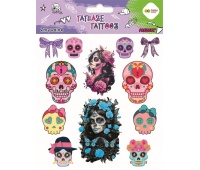 TATUAŻE ZMYWALNE 15x20cm.PINK SKULLS HAPPY COLOR, Naklejki, Art. kreatywne