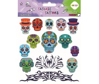 TATUAŻE ZMYWALNE 15x20cm.BLUE SKULLS HAPPY COLOR, Naklejki, Art. kreatywne