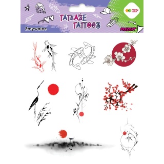 TATUAŻE ZMYWALNE 15x20cm.JAPANESE HAPPY COLOR, Naklejki, Art. kreatywne