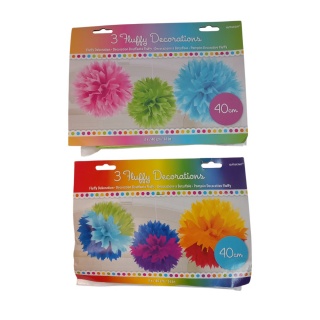 DEKORACJA POMPONY MIX KOL.3szt.40cm.., Dekoracje, ozdoby, Art. dekoracyjne i prezentowe