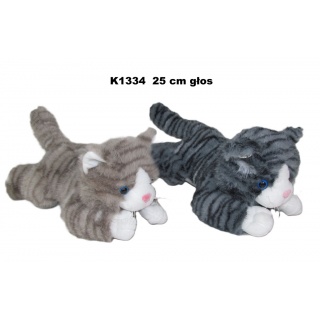 KOT LEŻĄCY 2 KOL GŁOS 25 CM K1334 171603, Maskotki, Zabawki
