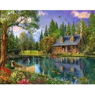 DIAMENTOWA MOZAIKA DOMEK NAD STAWEM, Zestawy kreatywne, Art. kreatywne