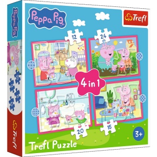 PUZZLE "4w1 (12,15,20,24)- Peppa uwielbia przygody, 4w1, Puzzle