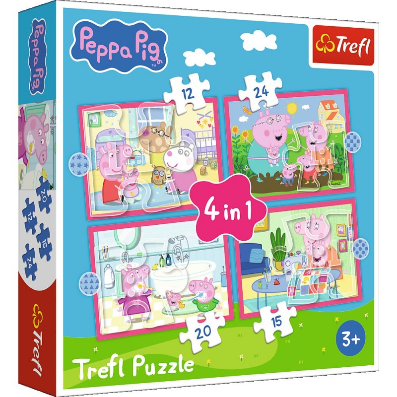 PUZZLE "4w1 (12,15,20,24)- Peppa uwielbia przygody, 4w1, Puzzle