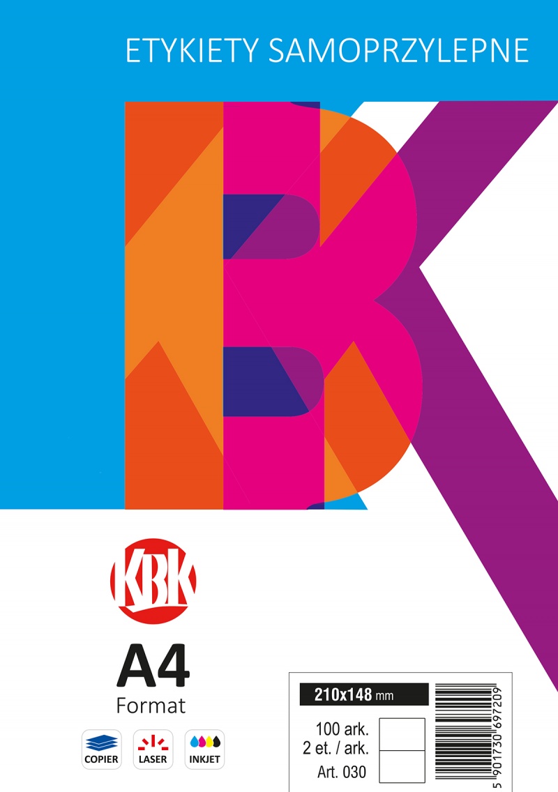 Labels KBK, 63,5x38,1mm, white, 100 sheets, Self-adhesive labels, Paper and labels