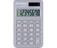 Kalkulator kieszonkowy DONAU TECH, 8-cyfr. wyświetlacz, wym. 97x60x10 mm, jasnoszary, Kalkulatory, Urządzenia i maszyny biurowe
