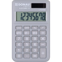 Kalkulator kieszonkowy DONAU TECH, 8-cyfr. wyświetlacz, wym. 97x60x10 mm, jasnoszary, Kalkulatory, Urządzenia i maszyny biurowe