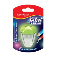 Temperówka plastikowa KEYROAD Luminious, fluorescencyjna, podwójna, blister, Temperówki, Artykuły do pisania i korygowania