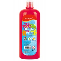 Farba akrylowa KEYROAD, 1000ml, butelka, czerwona, Plastyka, Artykuły szkolne