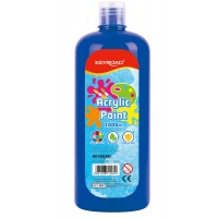 Farba akrylowa KEYROAD, 1000ml, butelka, niebieska, Plastyka, Artykuły szkolne