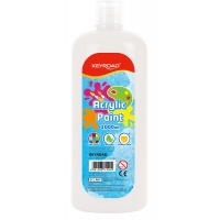 Farba akrylowa KEYROAD, 1000ml, butelka, biała, Plastyka, Artykuły szkolne
