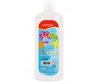Farba akrylowa KEYROAD, 1000ml, butelka, biała, Plastyka, Artykuły szkolne