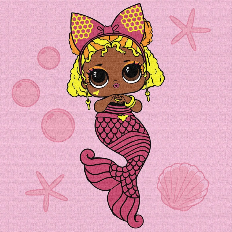 Malowanie po numerach IDEYKA, 40x40cm, L.O.L. Surprise! Mermaids Queen, 1 szt., w pudełku, Produkty kreatywne, Artykuły szkolne