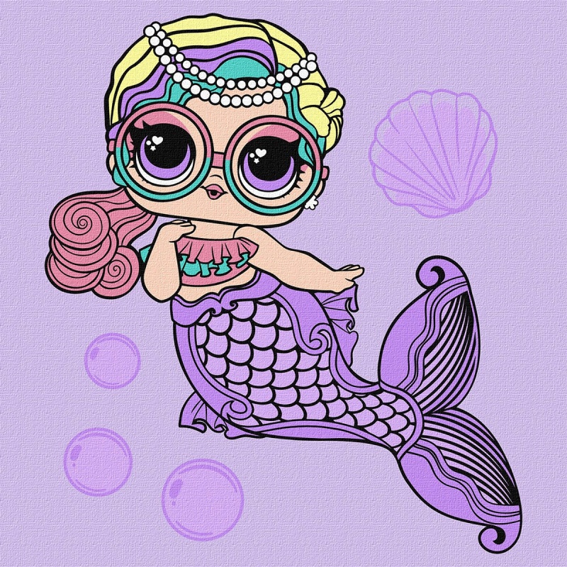 Malowanie po numerach IDEYKA, 40x40cm, L.O.L. Surprise! Mermaids Miss 1 szt., w pudełku, Produkty kreatywne, Artykuły szkolne