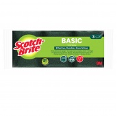 Zmywak kuchenny SCOTCH BRITE Basic, płaski, 3 szt., żółto-zielony, Akcesoria do sprzątania, Artykuły higieniczne i dozowniki