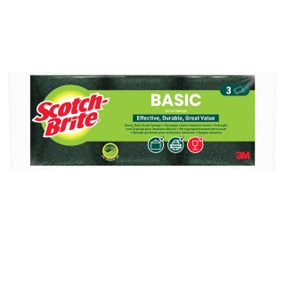 Zmywak kuchenny SCOTCH BRITE Basic, płaski, 3 szt., żółto-zielony, Akcesoria do sprzątania, Artykuły higieniczne i dozowniki
