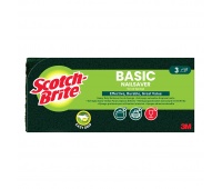 Zmywak kuchenny SCOTCH BRITE Basic, profilowany, 3 szt., żółto-zielony, Akcesoria do sprzątania, Artykuły higieniczne i dozowniki