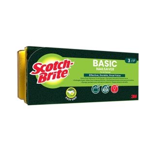 Zmywak kuchenny SCOTCH BRITE Basic, profilowany, 3 szt., żółto-zielony, Akcesoria do sprzątania, Artykuły higieniczne i dozowniki