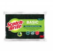 Zmywak do szorowania SCOTCH BRITE Basic, włóknina, 3 szt., zielony, Akcesoria do sprzątania, Artykuły higieniczne i dozowniki