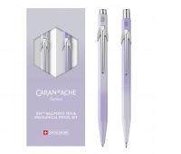 Zestaw długopis 849 + ołówek 844 Caran d’Ache Blooming Lavender, w etui, liliowo-szary, Długopisy, Artykuły do pisania i korygowania