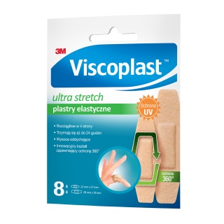 Plastry VISCOPLAST Ultra Stretch, elastyczne, 2 rozmiary, 8 szt., kopertka, Plastry, apteczki, Artykuły higieniczne i dozowniki