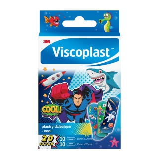 Plastry dziecięce VISCOPLAST Cool, 2 rozmiary, 20 szt., pudełko, Plastry, apteczki, Artykuły higieniczne i dozowniki