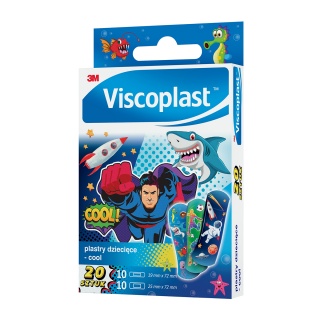 Plastry dziecięce VISCOPLAST Cool, 2 rozmiary, 20 szt., pudełko, Plastry, apteczki, Artykuły higieniczne i dozowniki