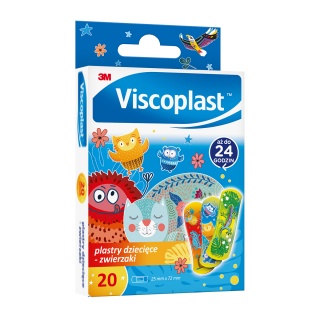 Plastry dziecięce VISCOPLAST Zwierzęta, 72x25mm, 20 szt., pudełko, Plastry, apteczki, Artykuły higieniczne i dozowniki