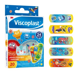 Plastry dziecięce VISCOPLAST Zwierzęta, 72x25mm, 20 szt., pudełko, Plastry, apteczki, Artykuły higieniczne i dozowniki