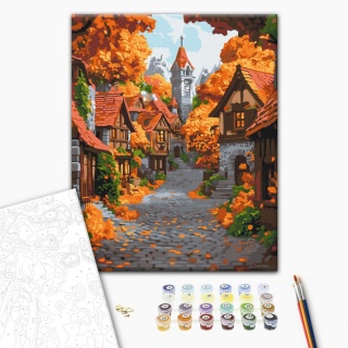 Malowanie po numerach BRUSHME, 40x50 cm, październikowe miasteczko, 1 szt., w pudełku, Produkty kreatywne, Artykuły szkolne