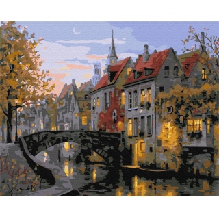 Malowanie po numerach BRUSHME, 40x50 cm, zmierzch w mieście, 1 szt., w pudełku, Produkty kreatywne, Artykuły szkolne