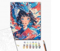 Malowanie po numerach BRUSHME, 40x50 cm, dziewczyna która stała się smokiem, 1 szt., w pudełku, Produkty kreatywne, Artykuły szkolne