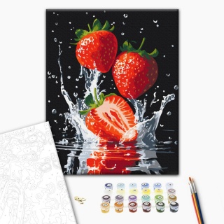 Malowanie po numerach BRUSHME, 40x50 cm, soczyste truskawki, 1 szt., w pudełku, Produkty kreatywne, Artykuły szkolne