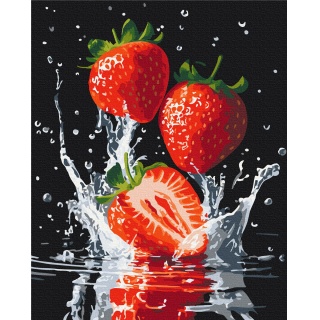 Malowanie po numerach BRUSHME, 40x50 cm, soczyste truskawki, 1 szt., w pudełku, Produkty kreatywne, Artykuły szkolne