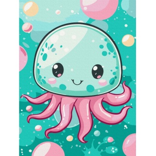 Malowanie po numerach BRUSHME, 30x40 cm, kids, wesoła meduza, 1 szt., Produkty kreatywne, Artykuły szkolne